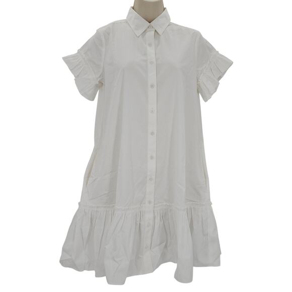 J. Crew Womans size Amelia Mini Shirt Dress Cotton Poplin White BY923 NEW - Picture 1 of 8